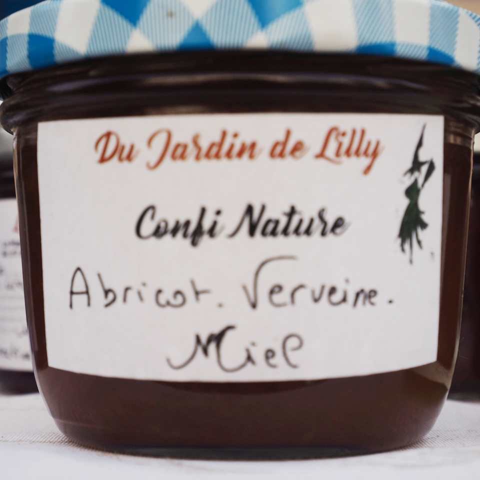 Confiture abricot, verveine, miel